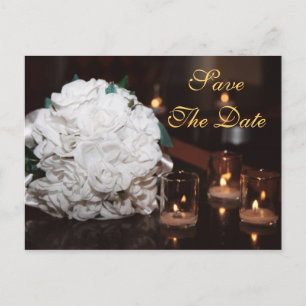 White Roses & Candlelight Save The Date Card