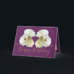 White Roses Chic Elegant Floral Bouquet Birthday Card<br><div class="desc">Beautiful white roses in an elegant floral arrangement bouquet against a purple colour background. The birthday greeting text uses an attractive script typography font. The flowers cover the front of this card which can be used as a thank you card, a birthday card, or any other card of your choice....</div>