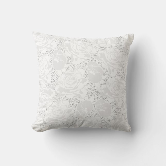 White Roses Elegant Decorative Cushion (Front)
