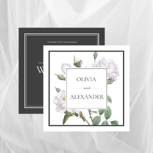 White Roses Elegant Floral Wedding Invitation
