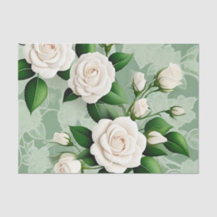 White Roses Elegant On Green Tissue Paper