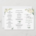 White Roses Eucalyptus Wedding Ceremony Program<br><div class="desc">For further customisation,  please click the "customise further" link and use our design tool to modify this template. If you prefer Thicker papers / Matte Finish,  you may consider to choose the Matte Paper Type. 
 If you need help or matching items,  please contact me.</div>