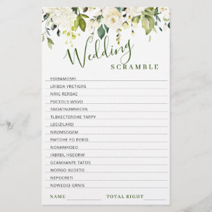 White Roses Floral Bridal Shower Game