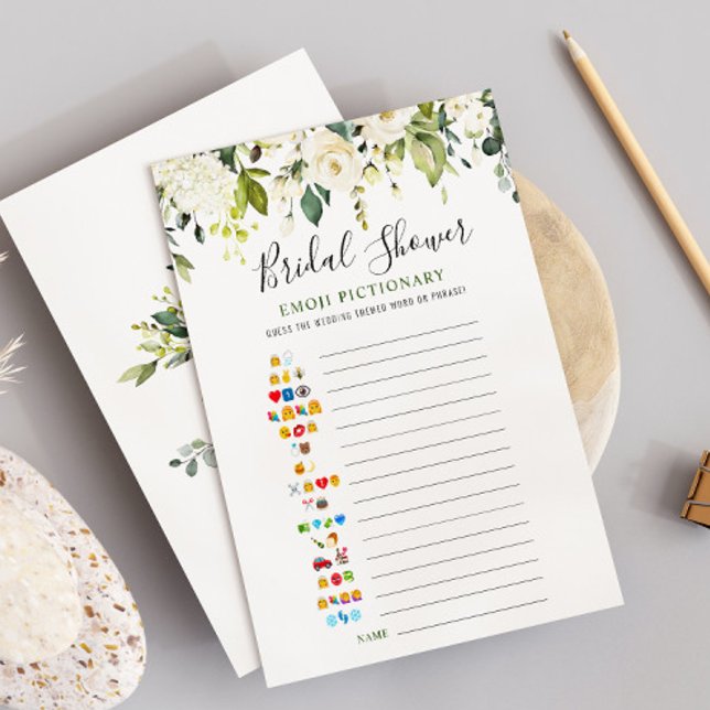 White Roses Floral Bridal Shower Game Card (Creator Uploaded)