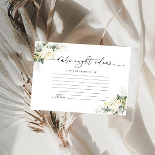 White Roses Floral Date Night Ideas Card