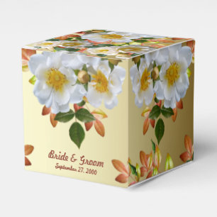 White Roses Floral Gold Favour Box