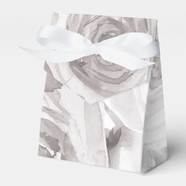 White Roses Floral Rose Modern Elegant Wedding Favour Box (Front Side)