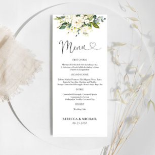White Roses Floral Wedding Ceremony Menu