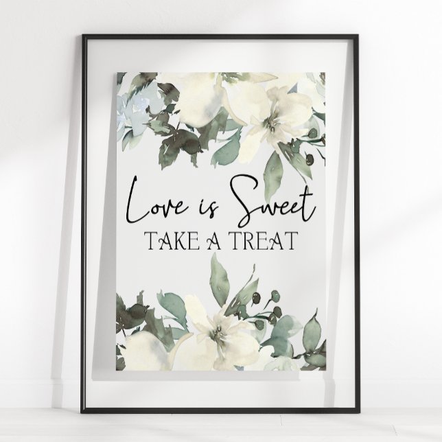 White Roses Floral Wedding Love Is Sweet Favour Poster (Creator Uploaded)