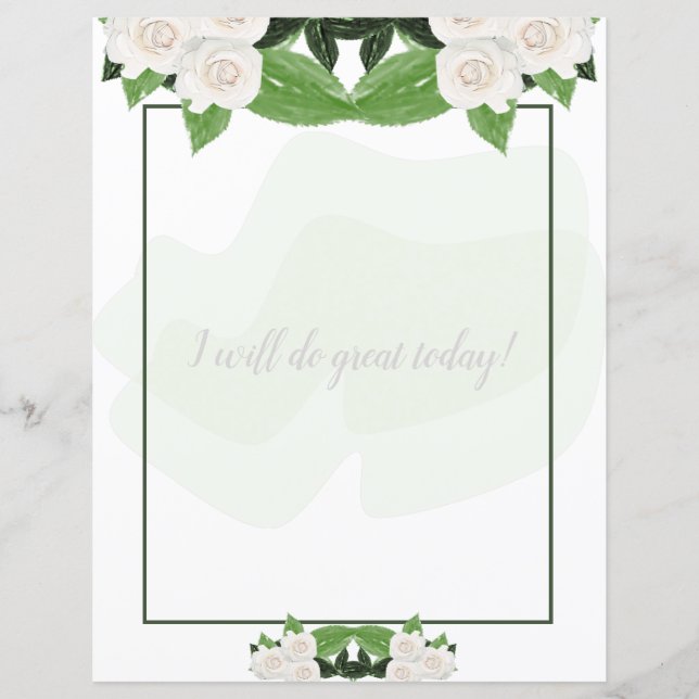 White Roses Floral Writing Paper (Front)