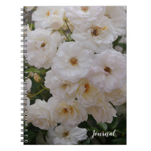 White Roses Flower Floral Journal Notebook