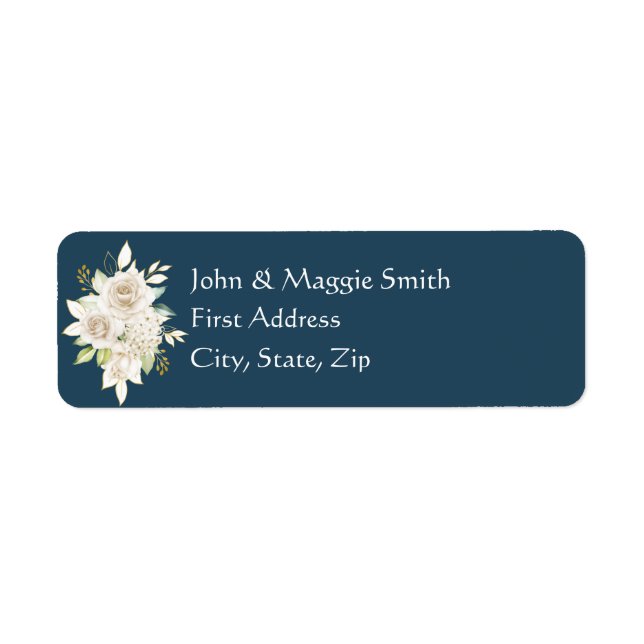 White Roses Flower Floral   Return Address Label (Front)