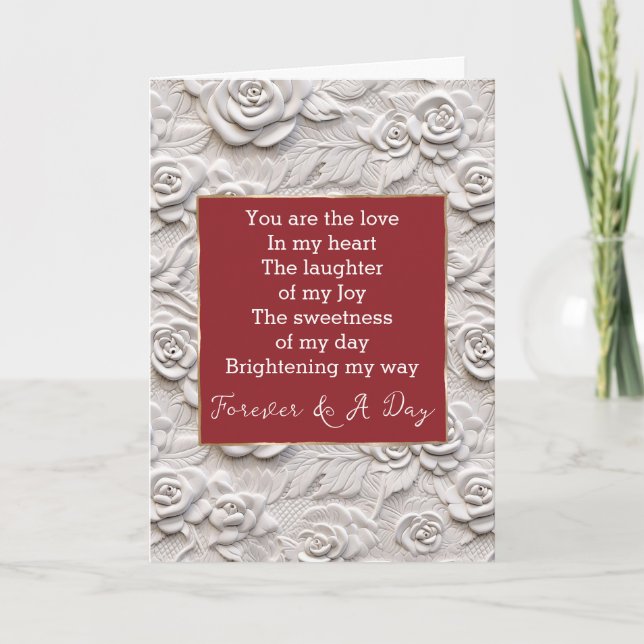 White Roses Forever Poem Card (Front)