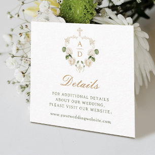 White Roses Frame Religoius Wedding Details Enclosure Card