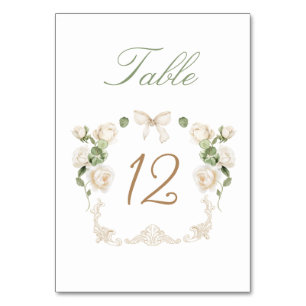 White Roses Frame Table Number