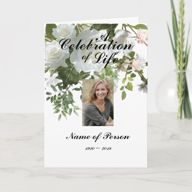 White Roses Funeral Program (Front)