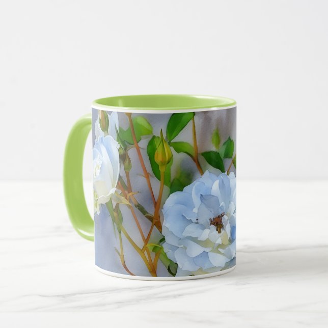 White Roses Garden Art Mug Cup (Front Left)