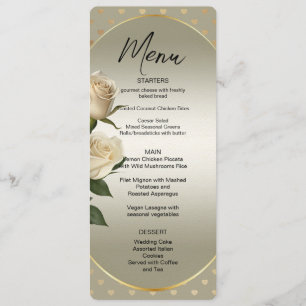 White Roses Gold Hearts Menu