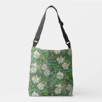 "White roses, green leaves", floral pattern