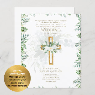 White Roses Greenery Christian Wedding Bible Verse