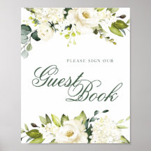 White Roses Guest Book Sign