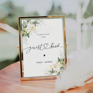 White Roses Guest Book Sign