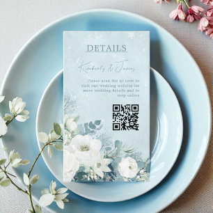 White Roses Hellebores Silver Eucalyptus Wedding Enclosure Card