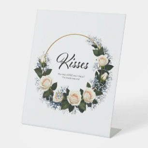 White Roses How Many Kisses Bridal Shower Pedestal Sign