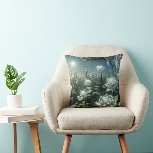 White Roses In Magical Garden Cushion (Chair)