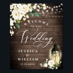 White Roses Lantern Rustic Wood Welcome Wedding Poster<br><div class="desc">If you need a help,  contact me,  please.</div>