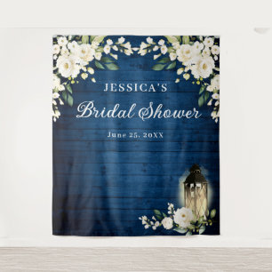 White Roses Lantern Wood Bridal Shower Backdrop Tapestry