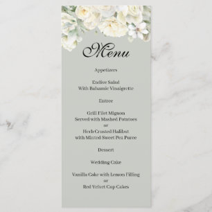 White Roses Light Green Menu