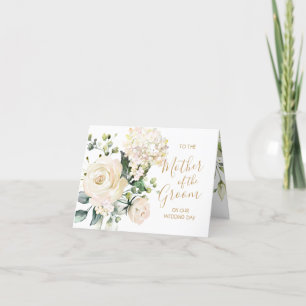 White roses, Mother of the Groom Wedding Thank You Card
