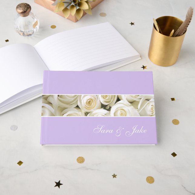 White Roses Non-Foil Guest Book (Front Open)