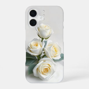 White Roses on Clean White iPhone Case
