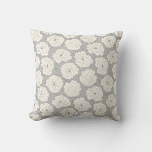 White Roses on Light Grey - seamless pattern.  Cushion