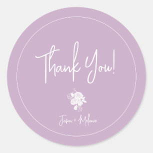 White Roses on Pink Wedding Thank You Sticker