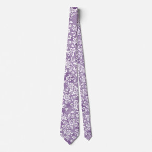 White Roses on Purple Tie
