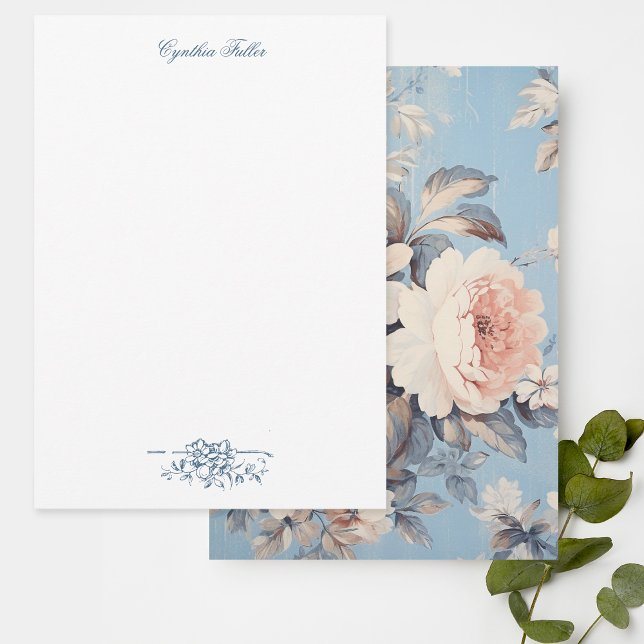 White Roses on Rustic Blue Background Card (Creator Uploaded)