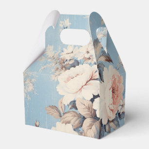 White Roses on Rustic Blue Background Favour Box