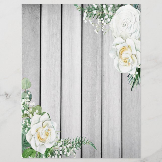 White roses on wood (Front)