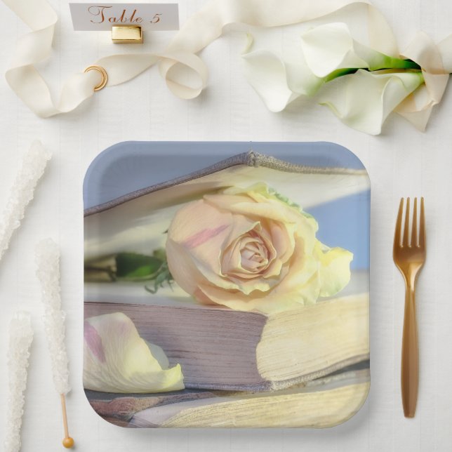 White Roses Paper Plate (Wedding)