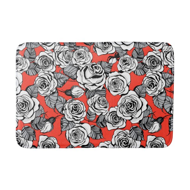 White roses pattern bath mat (Front)