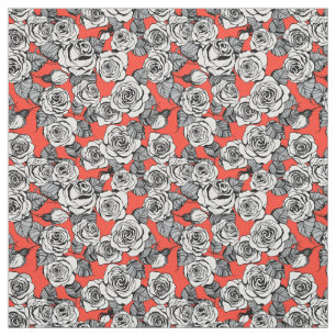 White roses pattern fabric