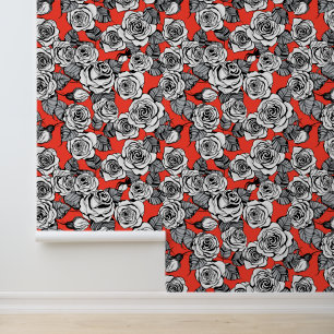 White roses pattern wallpaper