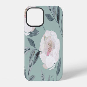 White Roses Peonies: Floral Embroidery. iPhone 12 Case