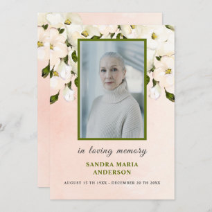 White Roses Photo Funeral Memorial Prayer Card