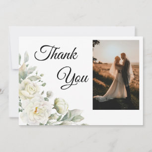 White Roses Photo Thank You Card