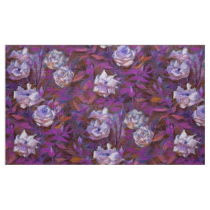 "White roses, purple leaves", floral design Fabric
