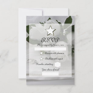 White roses RSVP card